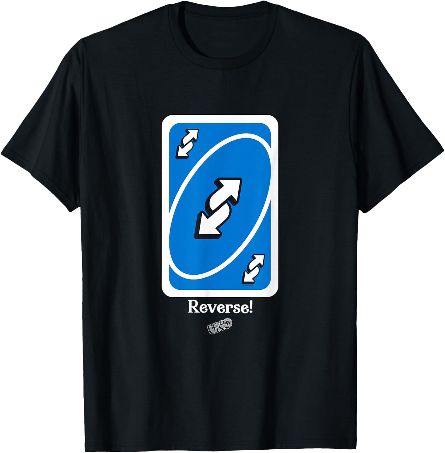 UNO - Blue Reverse Card T-Shirt - T-Shirt | Black