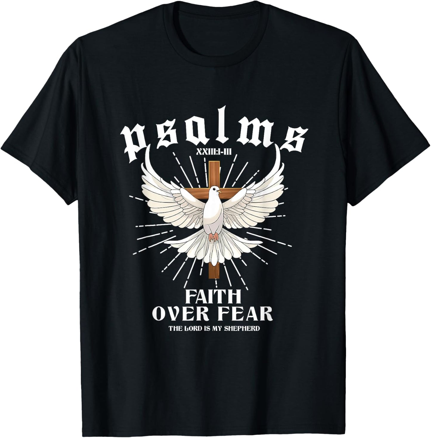Vintage Faith Over Fear Bible Verse Aesthetic Christian T-Shirt - T-Shirt | Black