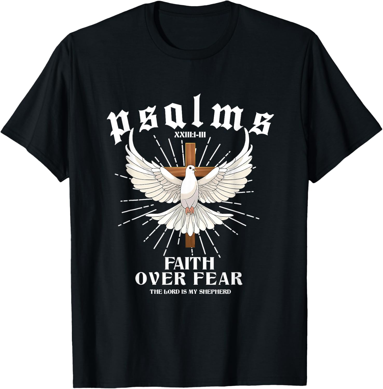 Vintage Faith Over Fear Bible Verse Aesthetic Christian T-Shirt - T-Shirt | Black
