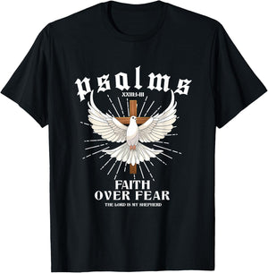 Vintage Faith Over Fear Bible Verse Aesthetic Christian T-Shirt - T-Shirt | Black