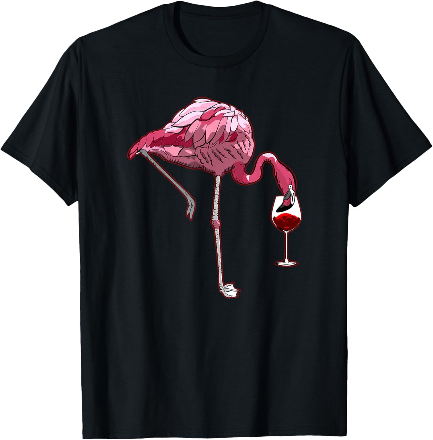 Flamingo Wine Tasting Humor Drinking T-Shirt - T-Shirt | Black