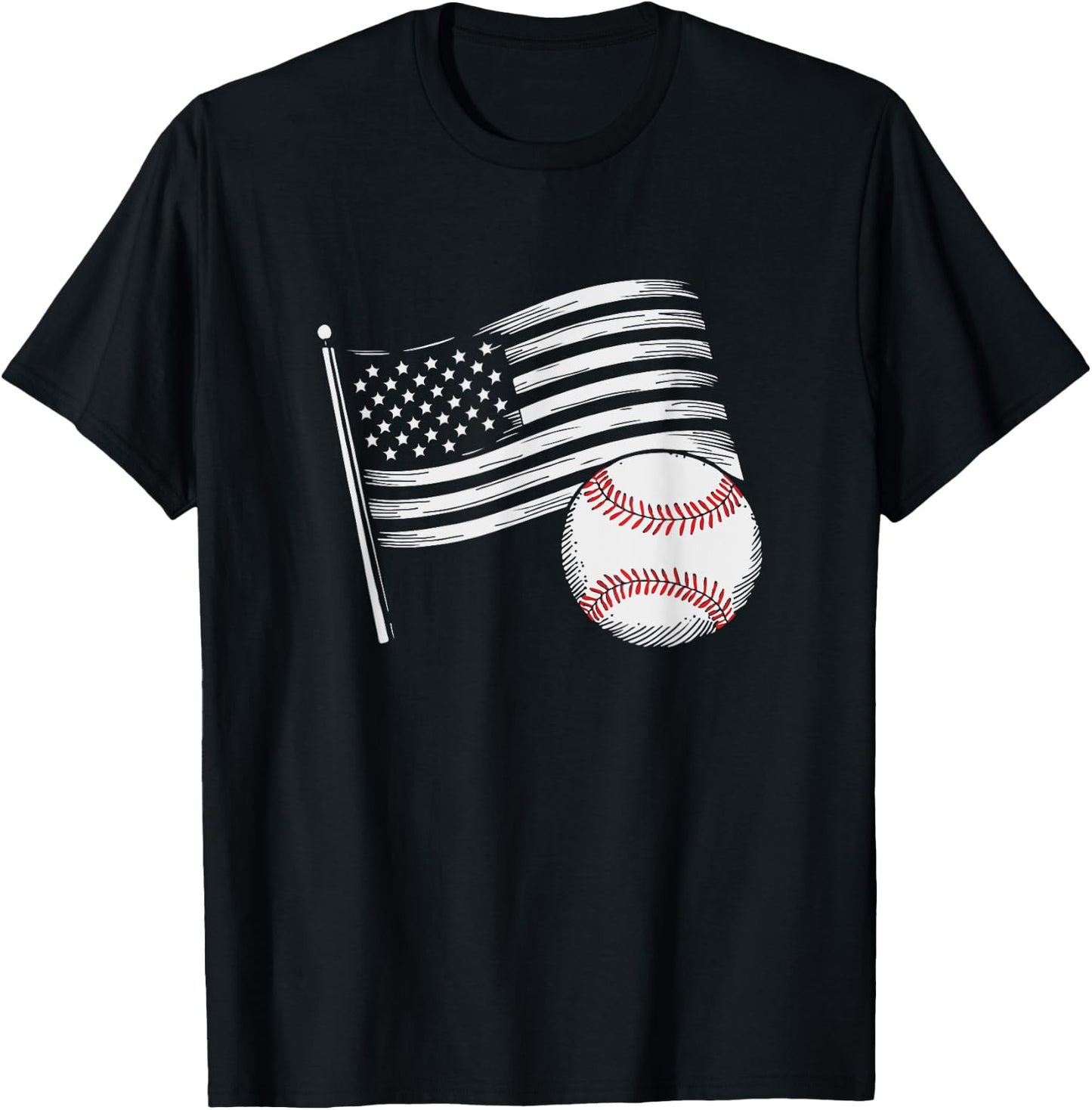 US American Flag Vintage Baseball Flag 4th Of July Kids Men T-Shirt - T-Shirt | Black