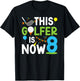 8th Birthday Party Golf Boy Eight Year Old Golf Player T-Shirt - T-Shirt | Black