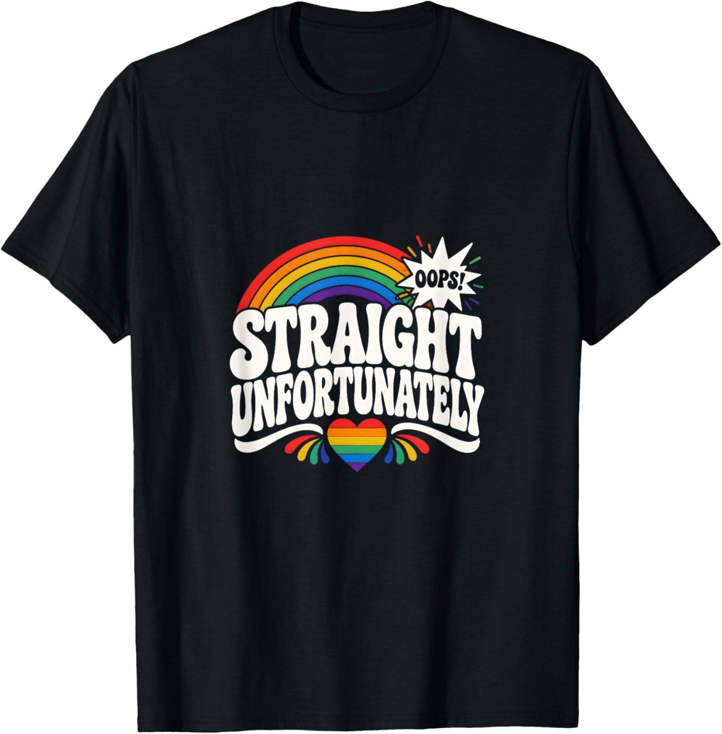 Straight Unfortunately LGBTQ Ally Retro T-Shirt - T-Shirt | Black