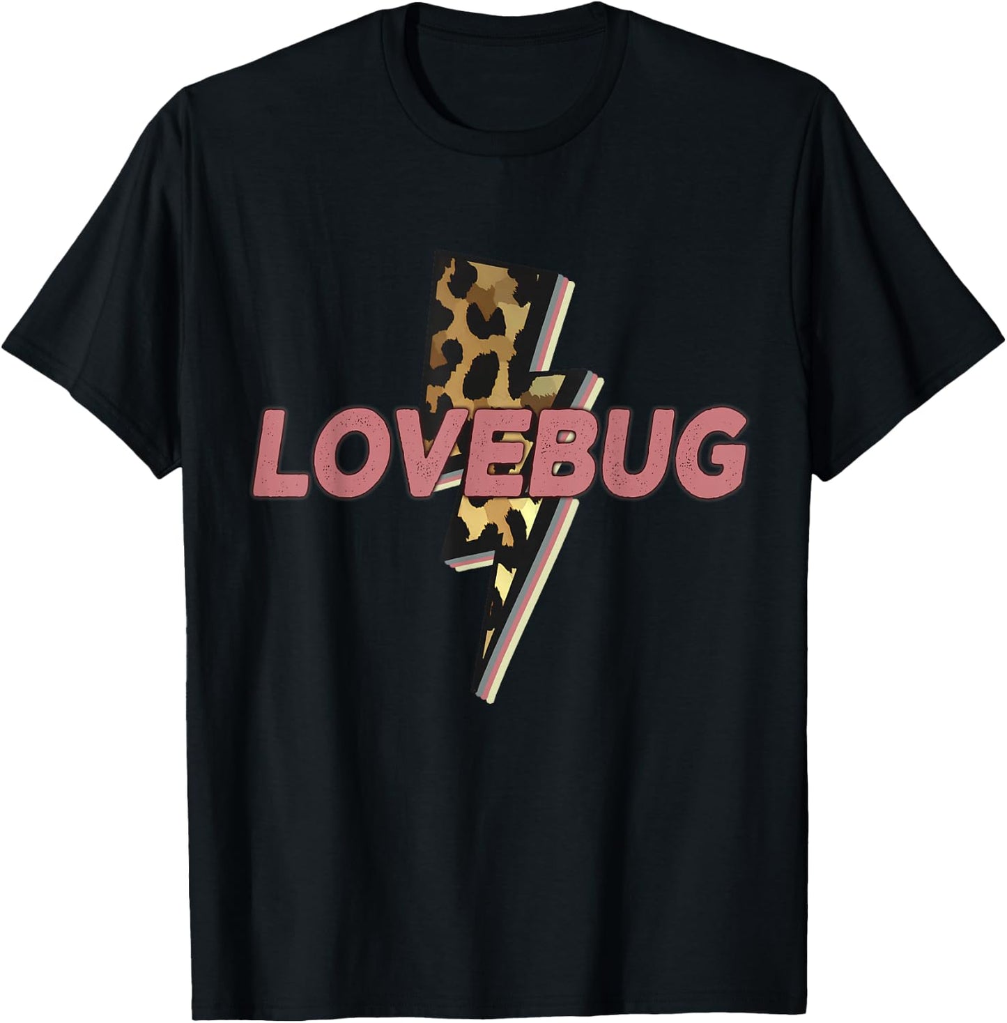 Lovebug Leopard Wife Gf Bolt Thunder Vintage Distressed T-Shirt - T-Shirt | Black