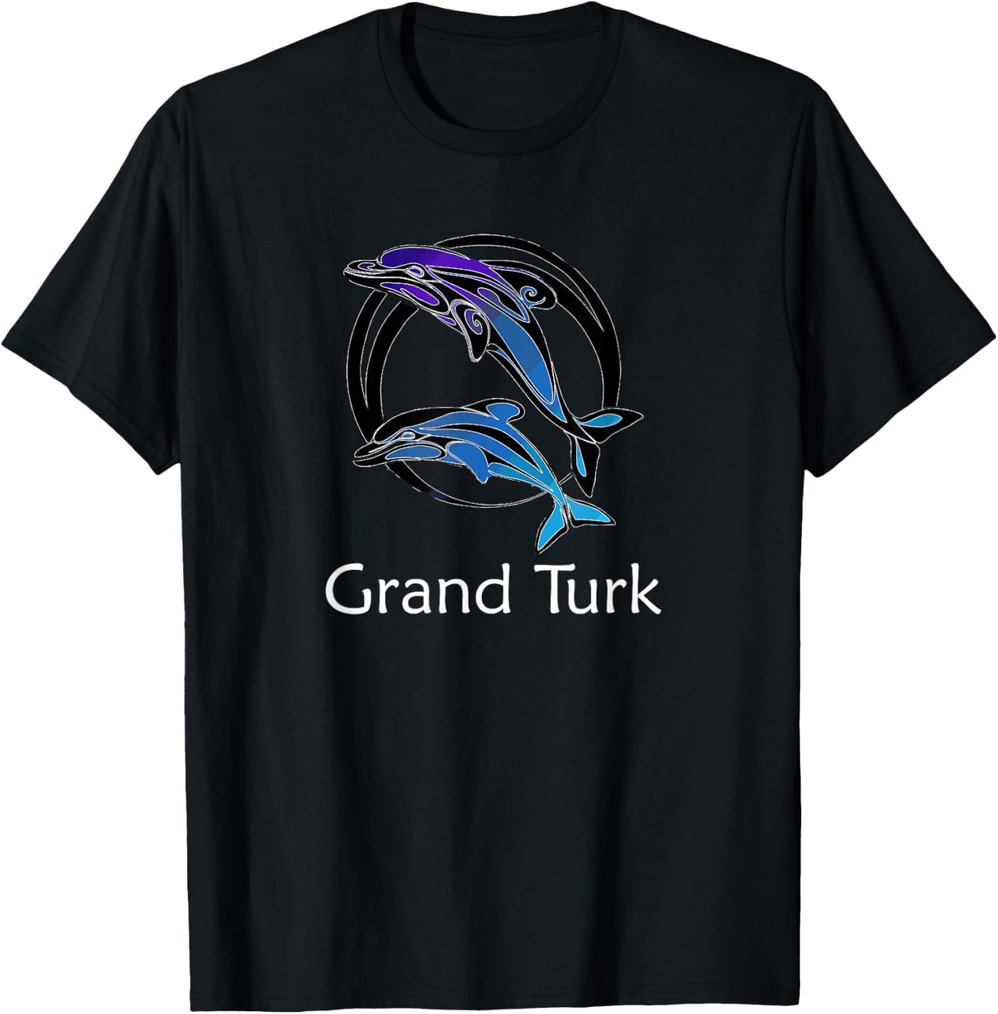 Grand Turk Tribal Dolphin Design Retro Souvenir T-Shirt - T-Shirt | Black