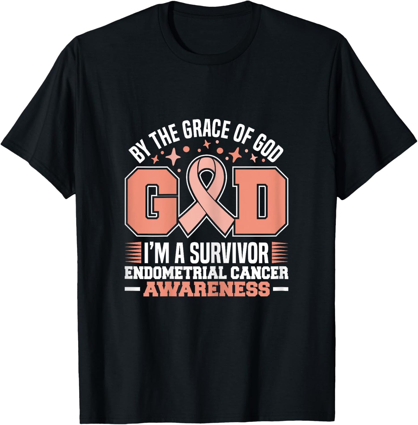 By The Grace God I'm A Survivor Endometrial Cancer Survivor T-Shirt - T-Shirt | Black