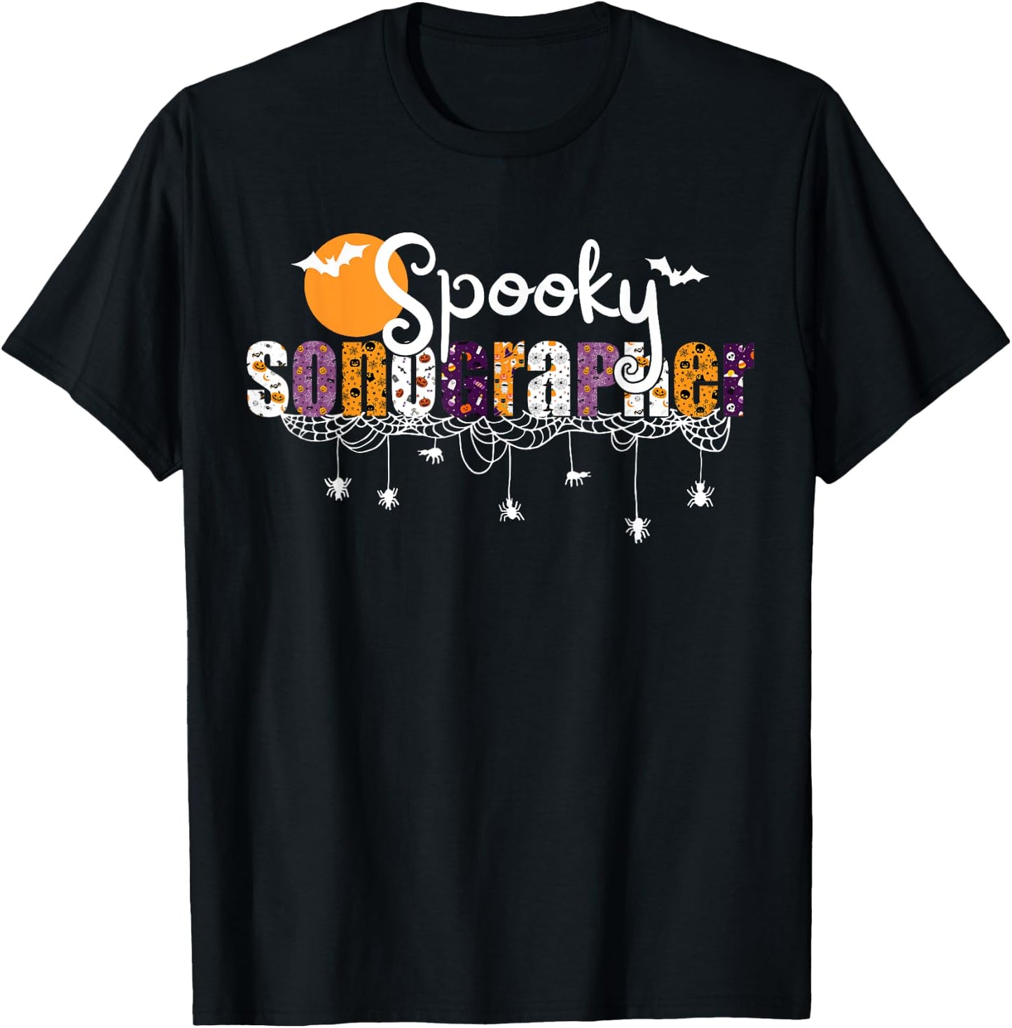 Retro Spooky Sonographer Halloween Ultrasound Technologist T-Shirt - T-Shirt | Black