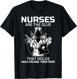 Funny Trust Nurses Are The Glue LPN RN CNA Nursing T-Shirt - T-Shirt | Black