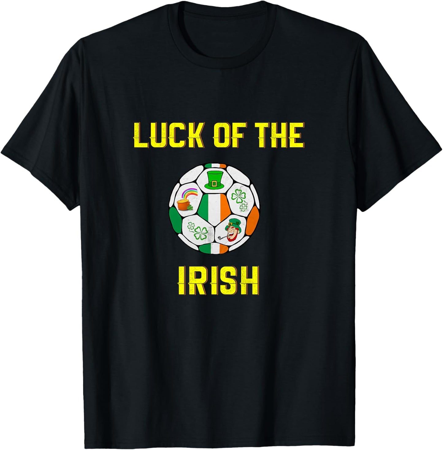 Kids Irish Flag Ireland Soccer Ball Art T-Shirt - T-Shirt | Black