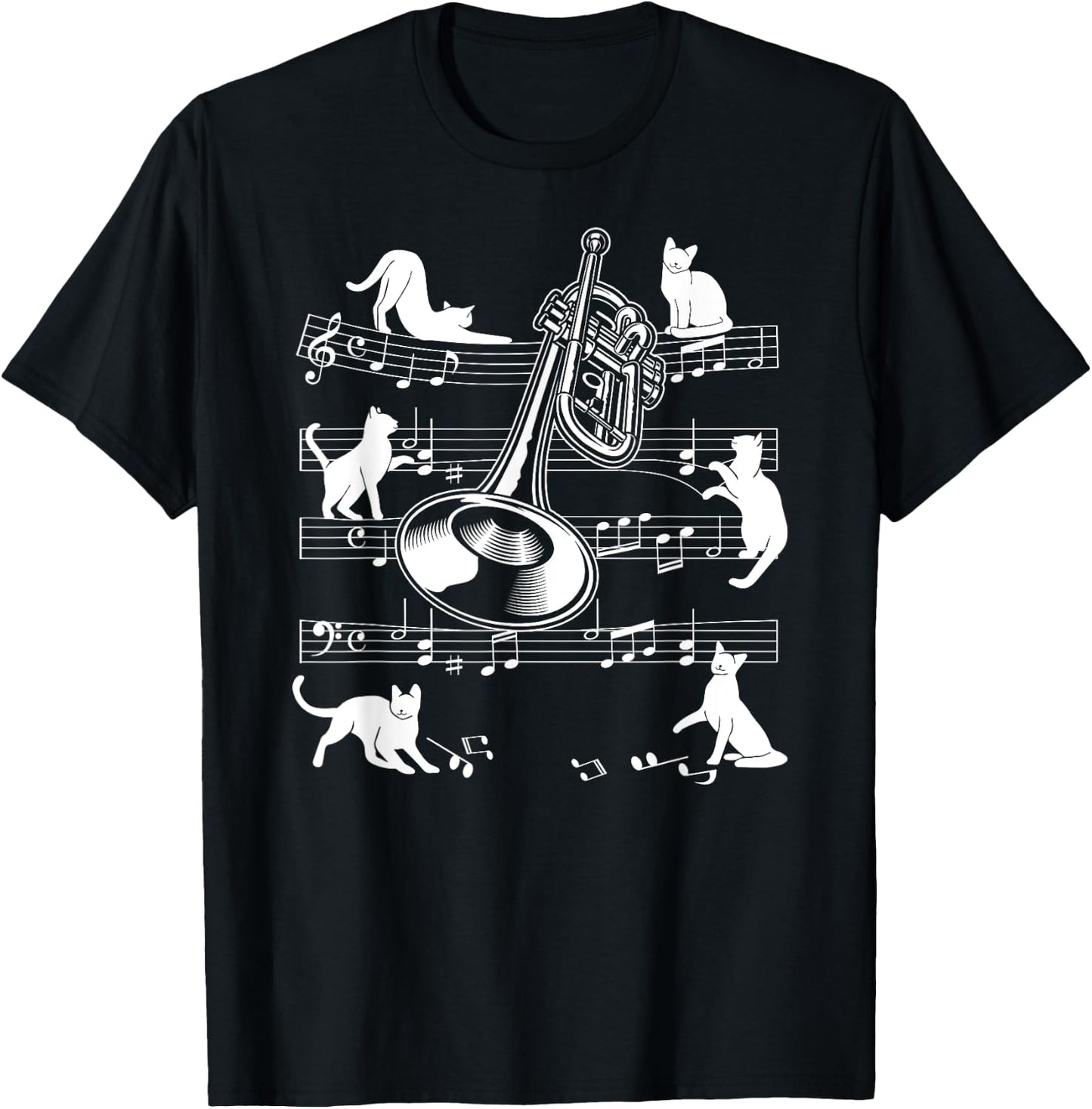 Trumpeter Cats for Cat loving Trumpet player T-Shirt - T-Shirt | Black