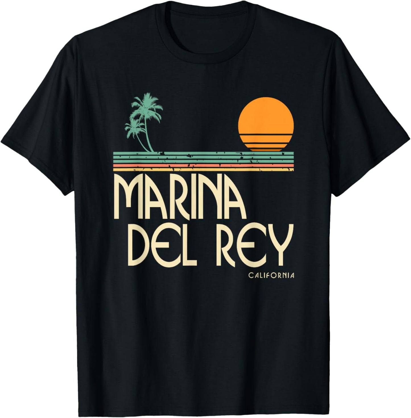 Vintage Marina Del Rey California T-Shirt - T-Shirt | Black