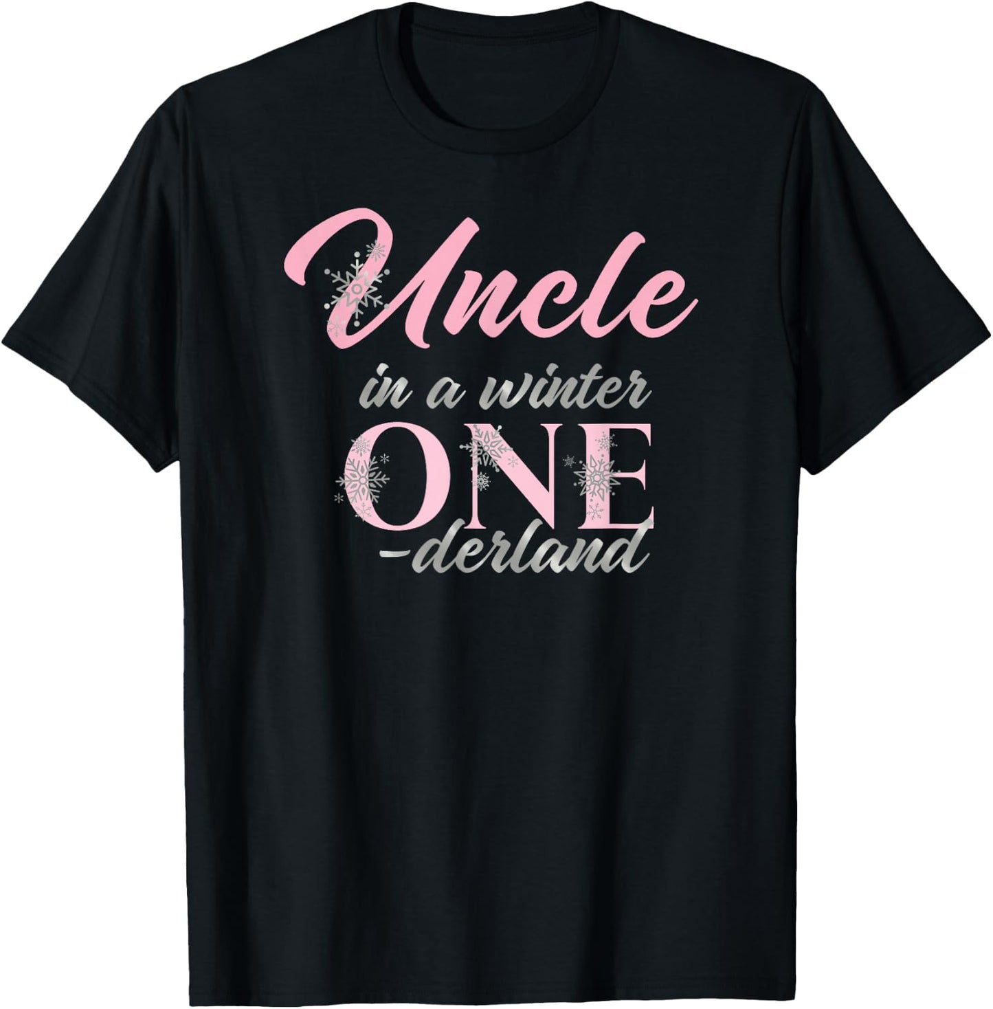 Uncle Of The Birthday for Girl Winter Onederland 1st T-Shirt - T-Shirt | Black