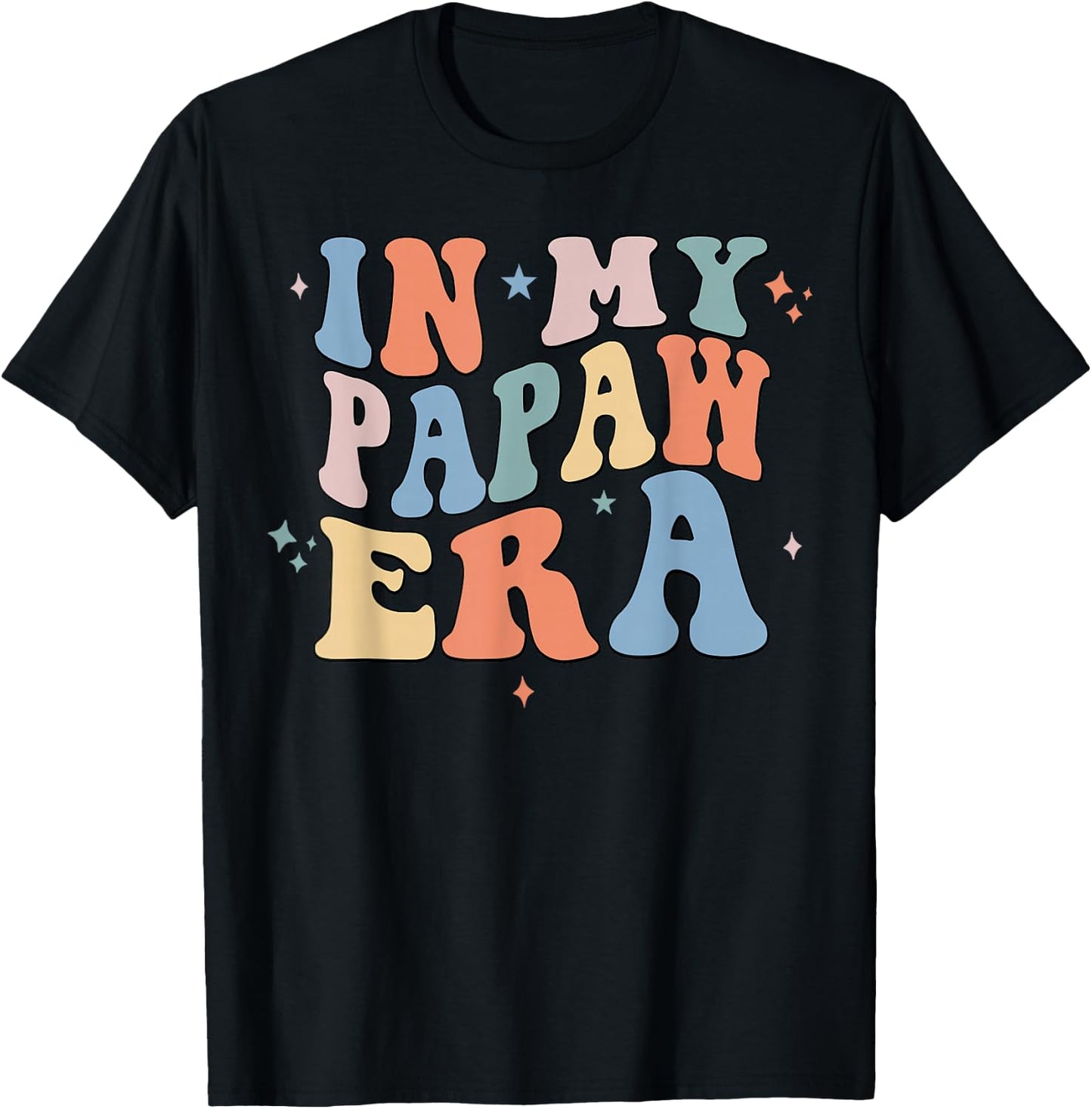In My Papaw Era Retro Groovy Father's Day T-Shirt - T-Shirt | Black