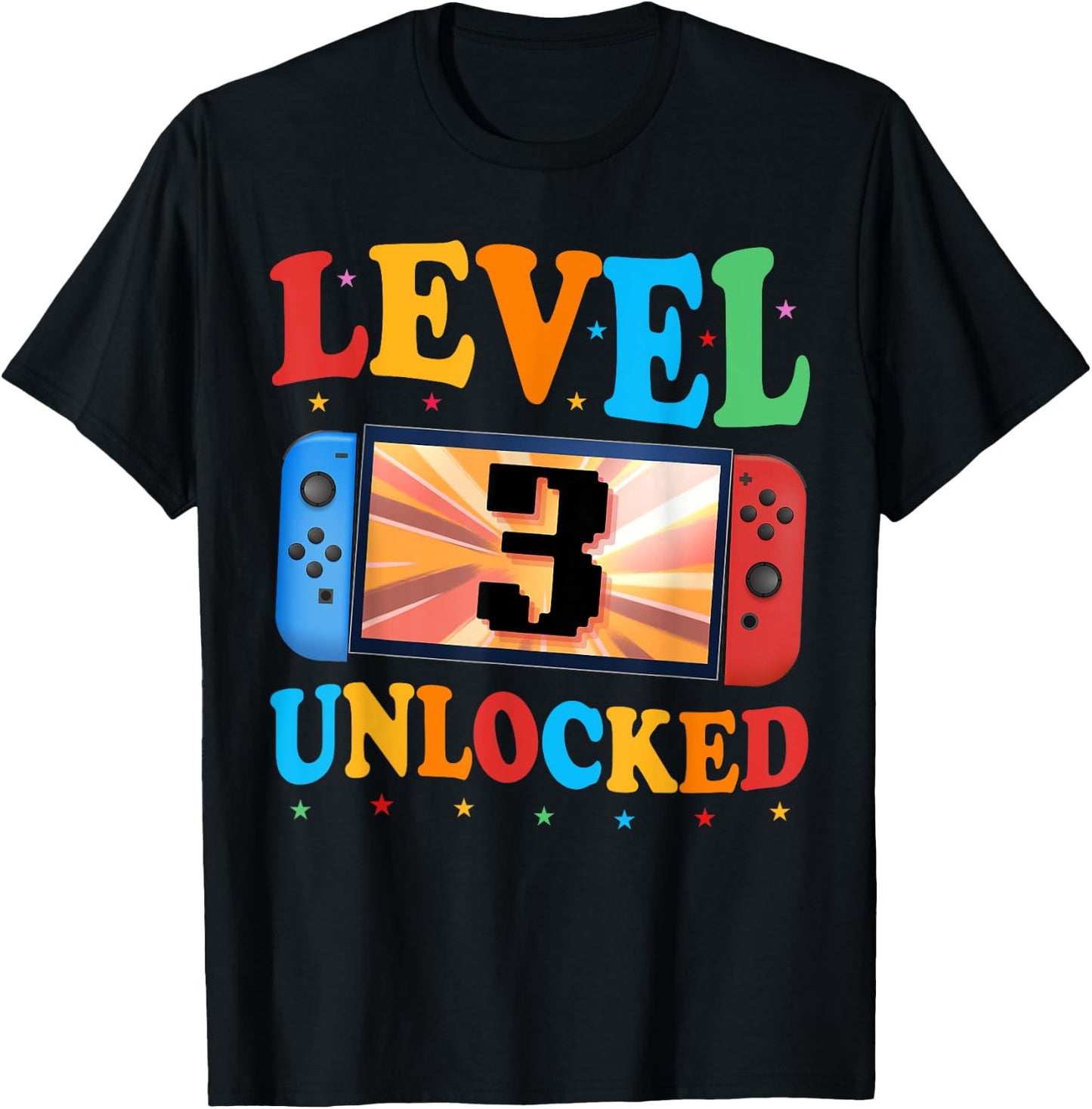 Awesome Level 3 Unlocked 3rd Birthday Boy Girl Video Gamer T-Shirt - T-Shirt | Black