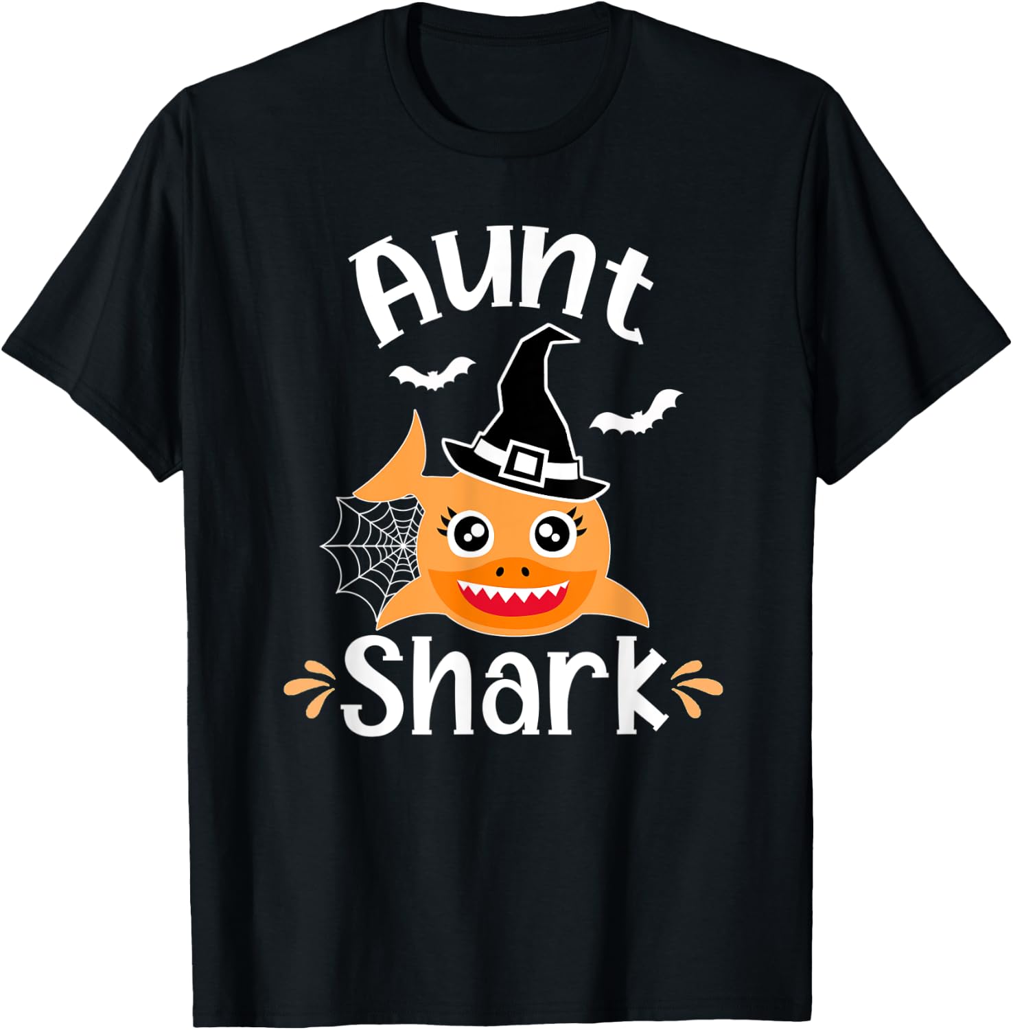 Aunt Shark Funny Halloween T-Shirt - T-Shirt | Black