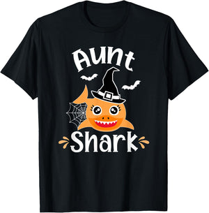 Aunt Shark Funny Halloween T-Shirt - T-Shirt | Black