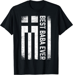 Best Baba Ever Retro Greece Flag Fathers Day Greek Dad T-Shirt - T-Shirt | Black