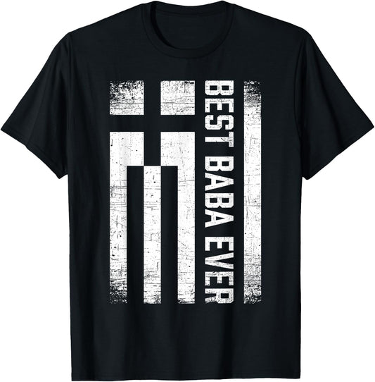 Best Baba Ever Retro Greece Flag Fathers Day Greek Dad T-Shirt - T-Shirt | Black