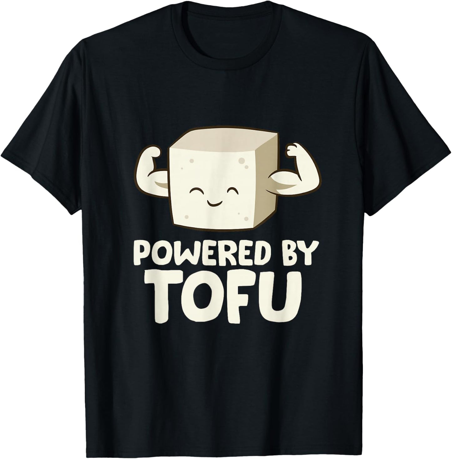 Vegan Vegetarian Love Tofu Powered By Tofu T-Shirt - T-Shirt | Black