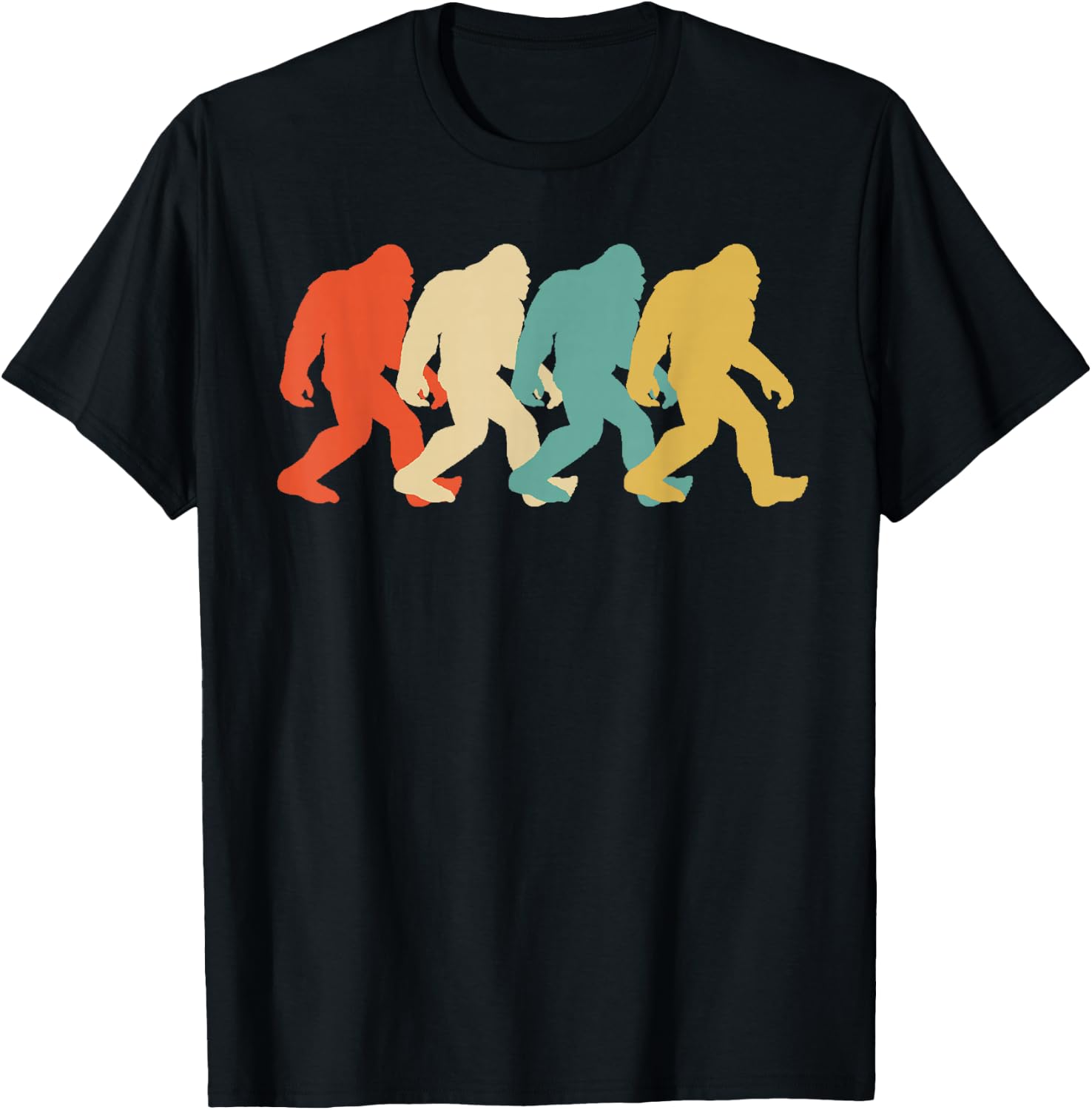 Bigfoot Silhouette Retro Pop Art Sasquatch Graphic T-Shirt - T-Shirt | Black