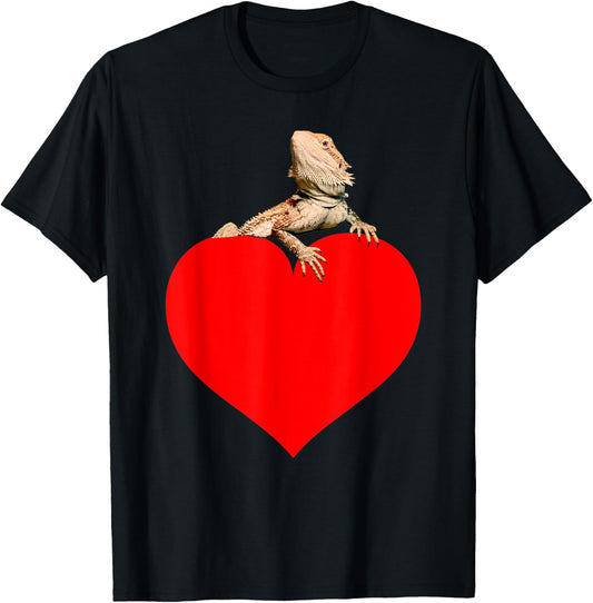 Climbing on heart bearded dragon T-Shirt - T-Shirt | Black