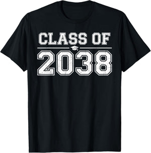 Class of 2038 Grow with Me Shirt, Graduation Kindergarten T-Shirt - T-Shirt | Black