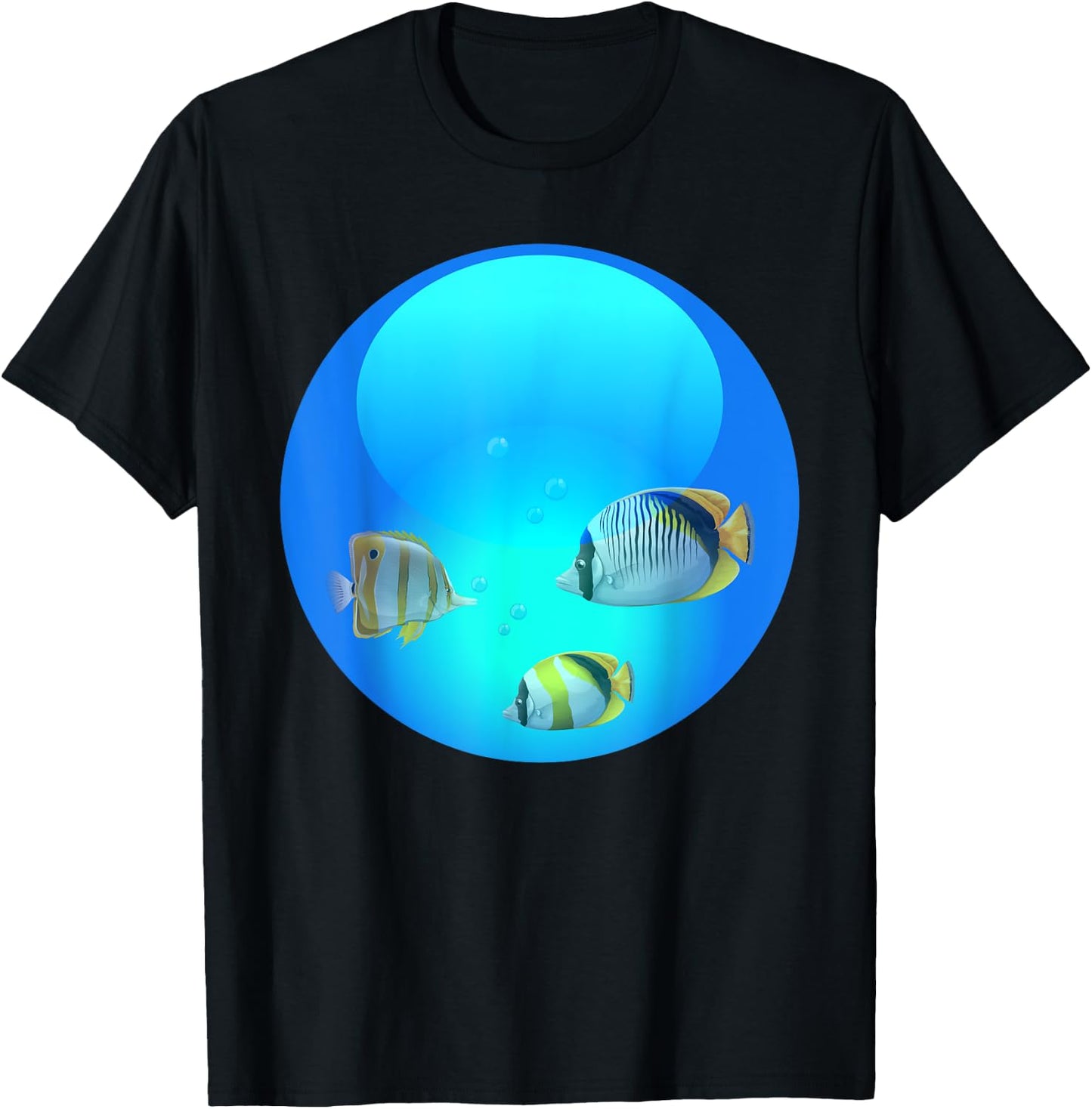 Frutiger Aero Aesthetic Tech Orb Fishes T-Shirt - T-Shirt | Black