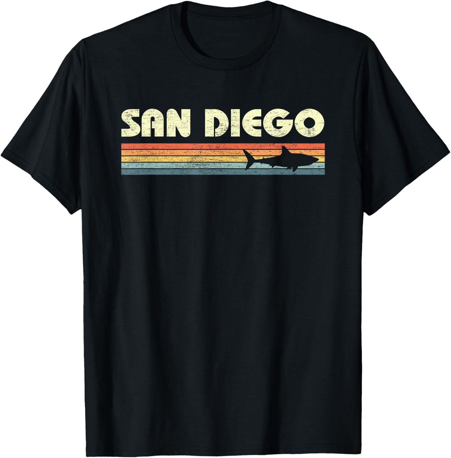 San Diego California Vintage Shark Souvenir Kids T-Shirt - T-Shirt | Black