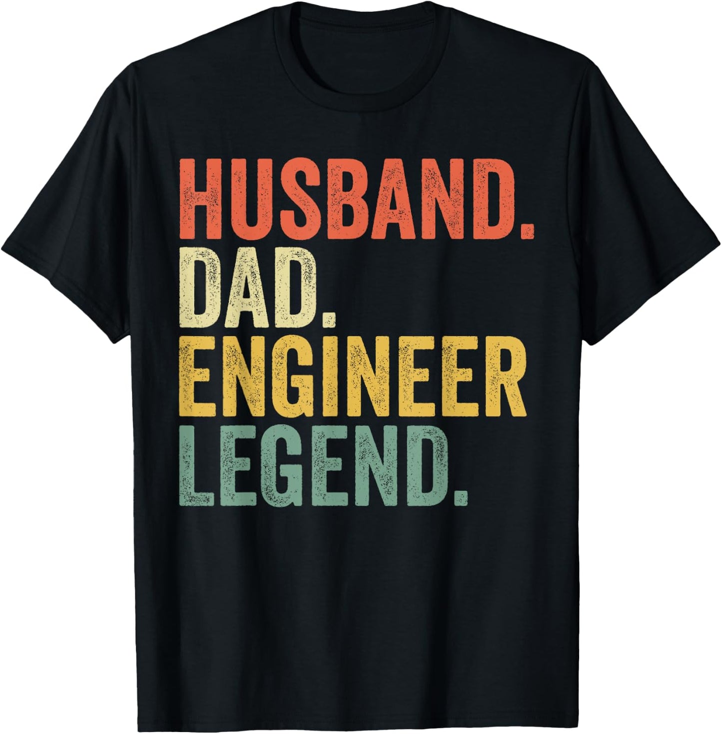 Funny Engineer dad Husband Dad Engineer Legend Vintage T-Shirt - T-Shirt | Black