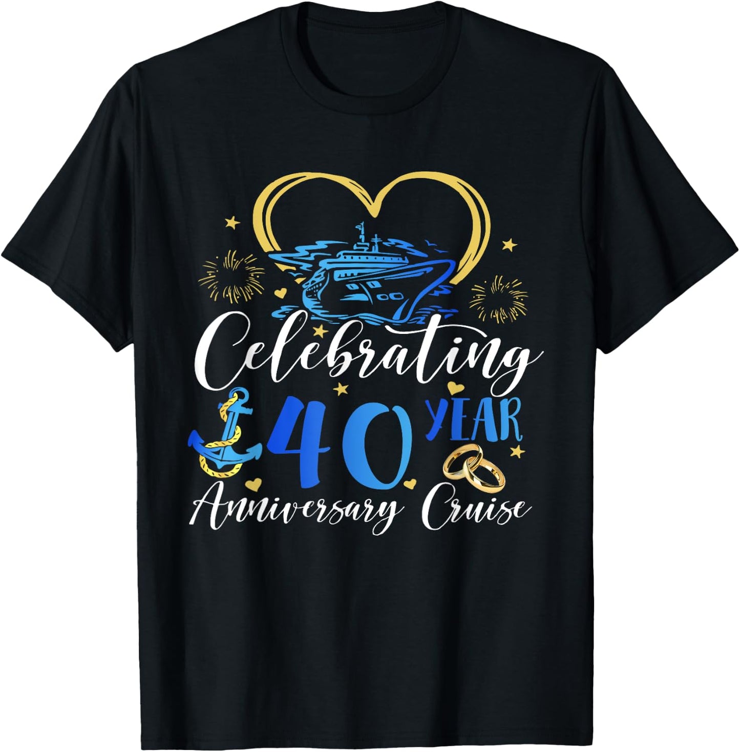 Celebrating 40 Years Anniversary Cruise 40th Anniversary T-Shirt - T-Shirt | Black