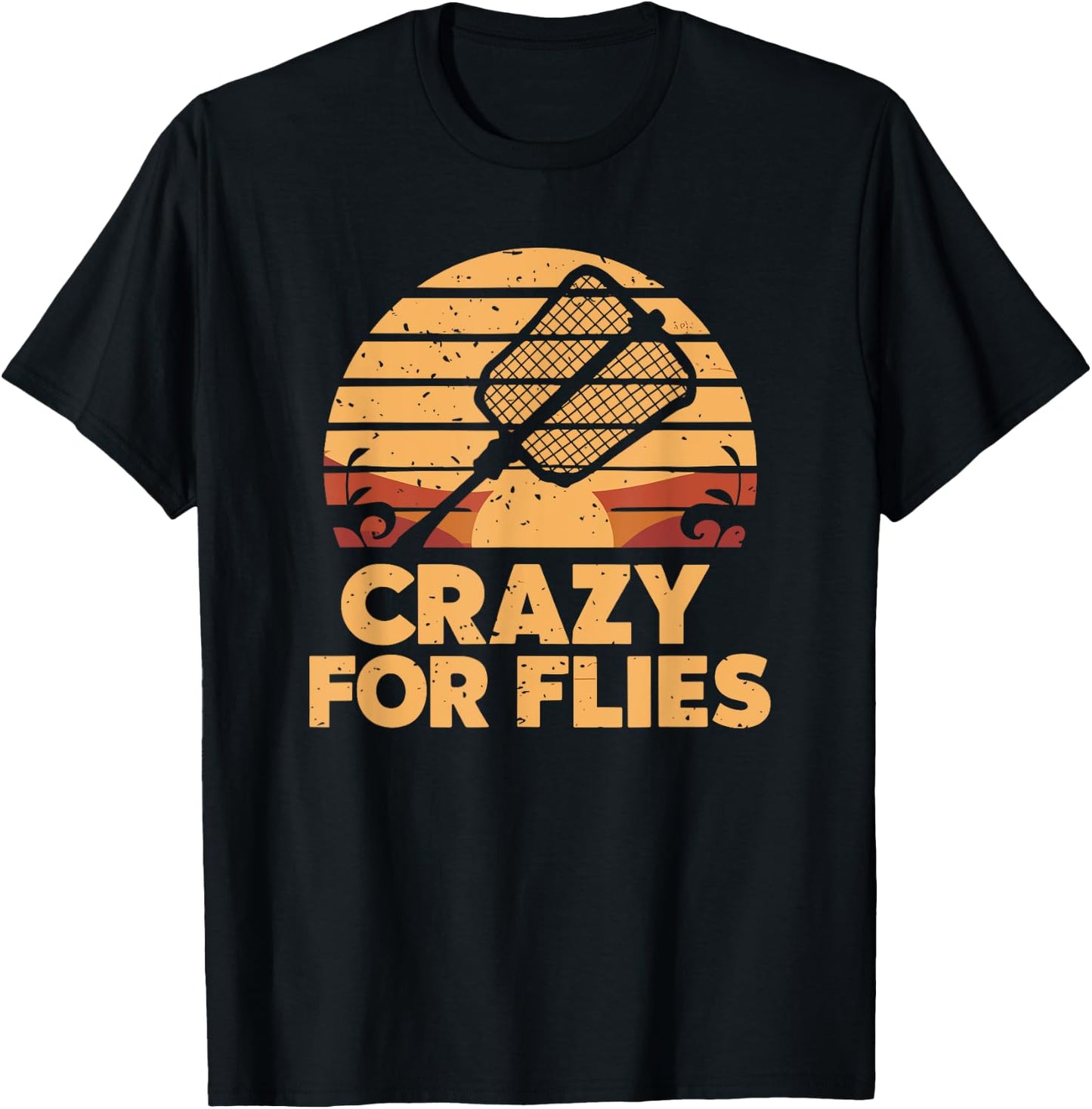 Housefly Killer, Crazy For Flies, Retro Fly Swatter T-Shirt - T-Shirt | Black