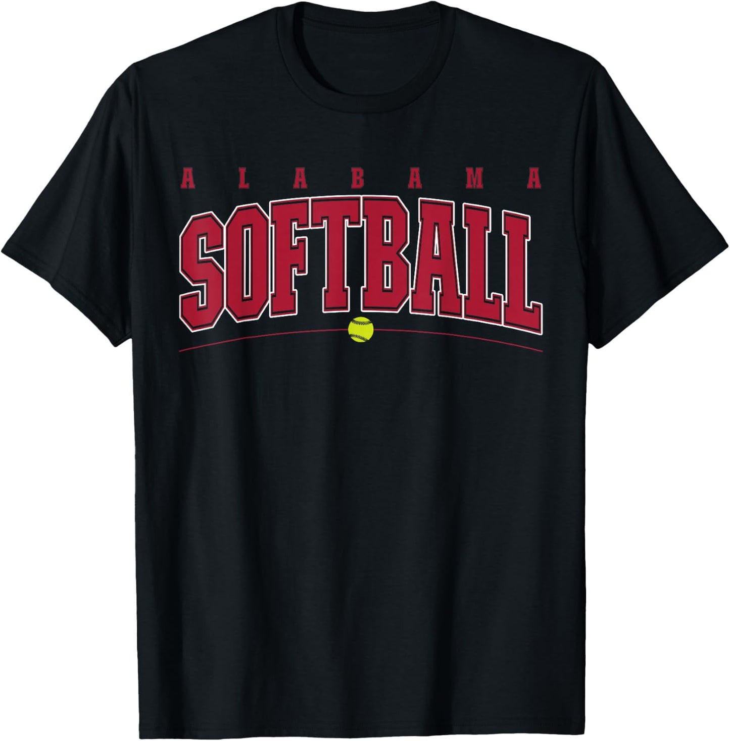 Alabama Softball Vintage Kids Team Retro Softball Fan T-Shirt - T-Shirt | Black