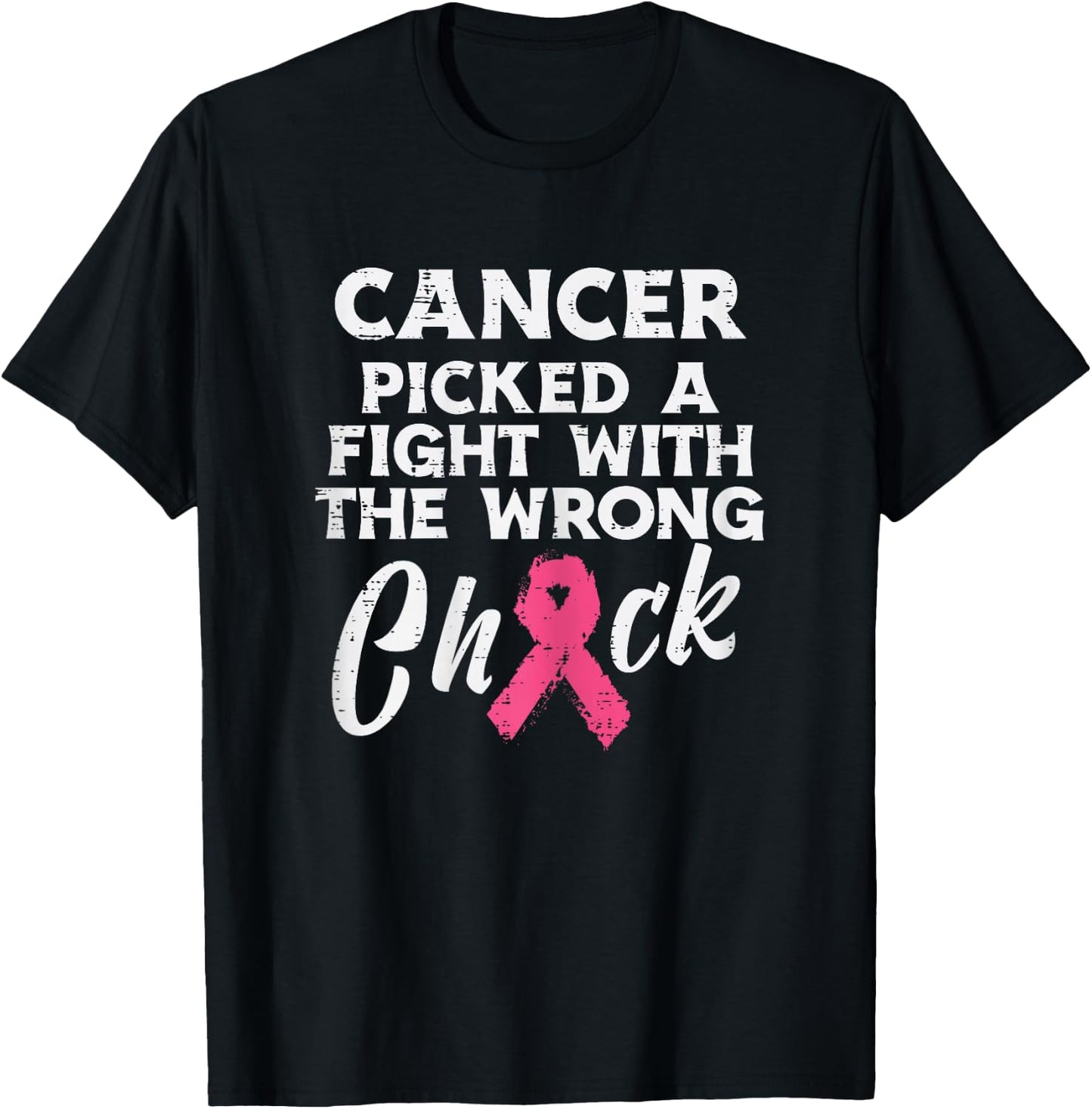 Breast Cancer Picked A Fight Wrong Chick Awareness Women T-Shirt - T-Shirt | Black