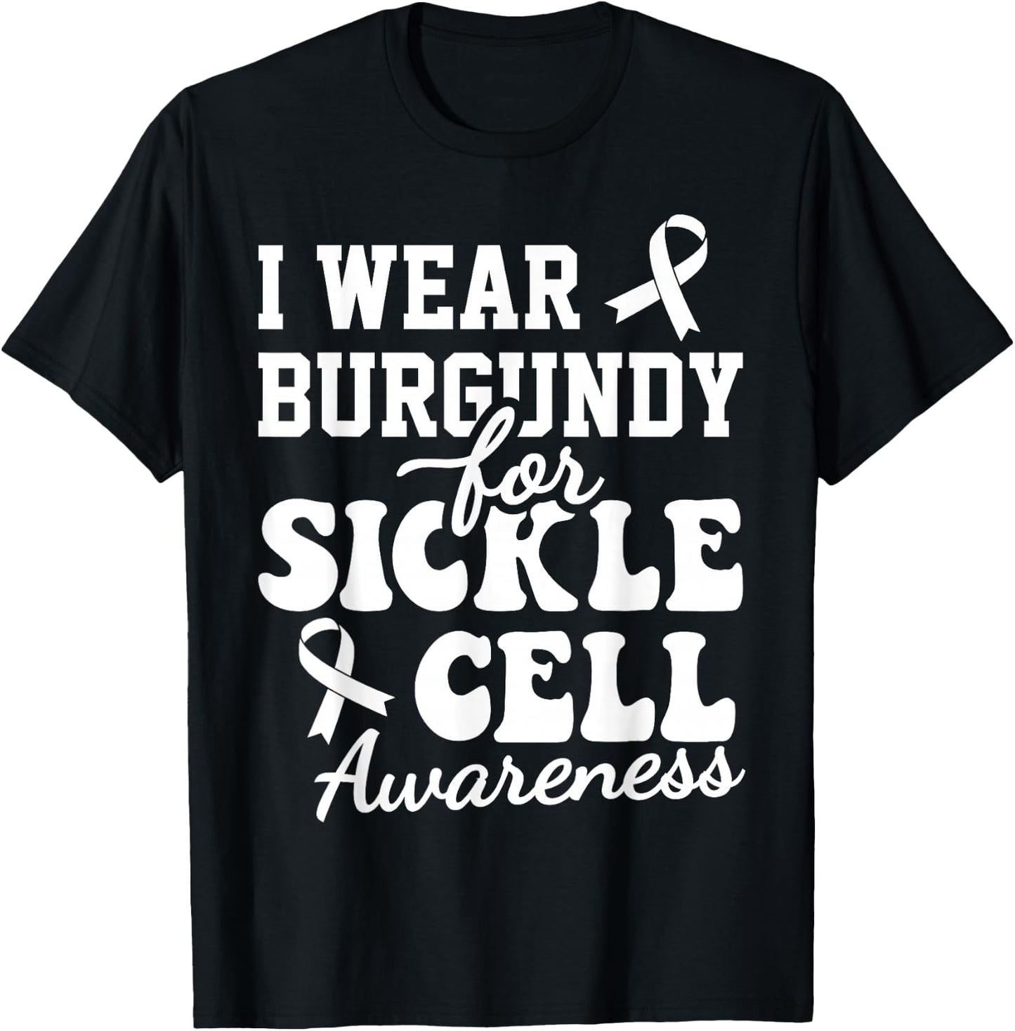 Kids I Wear Burgundy For Sickle Cell Anemia Awareness T-Shirt - T-Shirt | Black