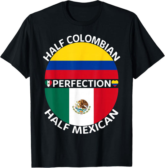 Half Mexican Half Colombian Mexico Colombia Flag Roots Men T-Shirt - T-Shirt | Black