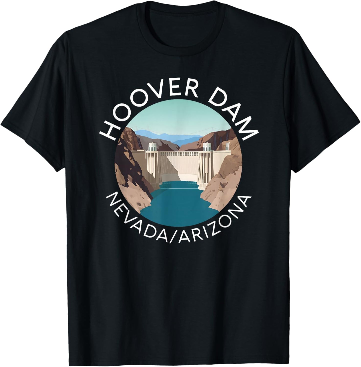 Hoover Dam Nevada Arizona Colorado River Engineering Vegas T-Shirt - T-Shirt | Black