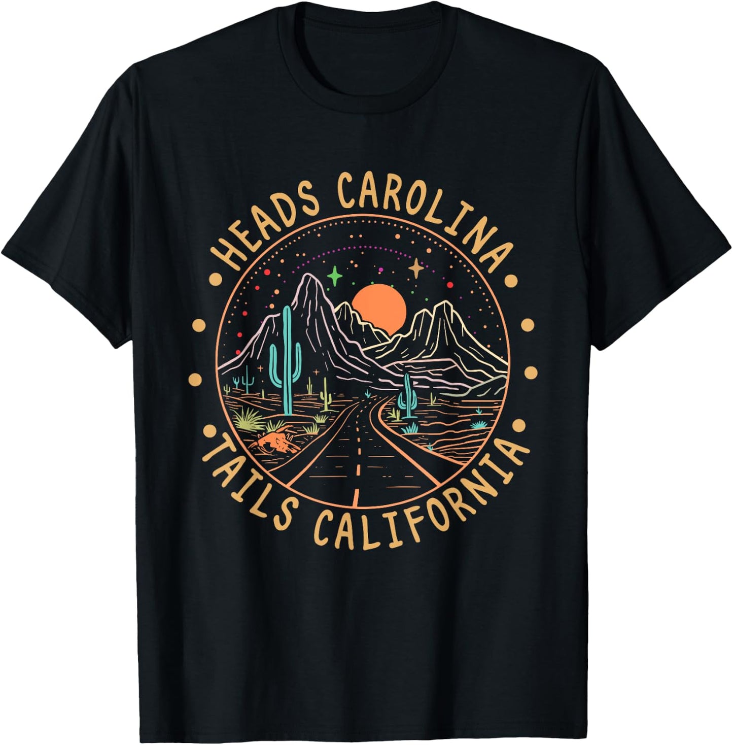 Heads Carolina Tails California Road Cactus Mountain Apparel T-Shirt - T-Shirt | Black