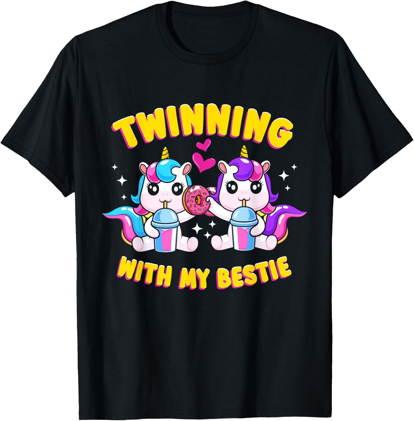 Twinning Bestie Friends Matching Twinning Unicorn T-Shirt - T-Shirt | Black