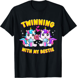 Twinning Bestie Friends Matching Twinning Unicorn T-Shirt - T-Shirt | Black