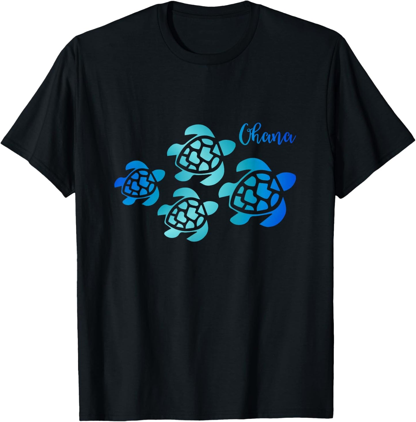 Ohana Sea Turtle Family Hawaii Vacation Tropical Hawaiian T-Shirt - T-Shirt | Black