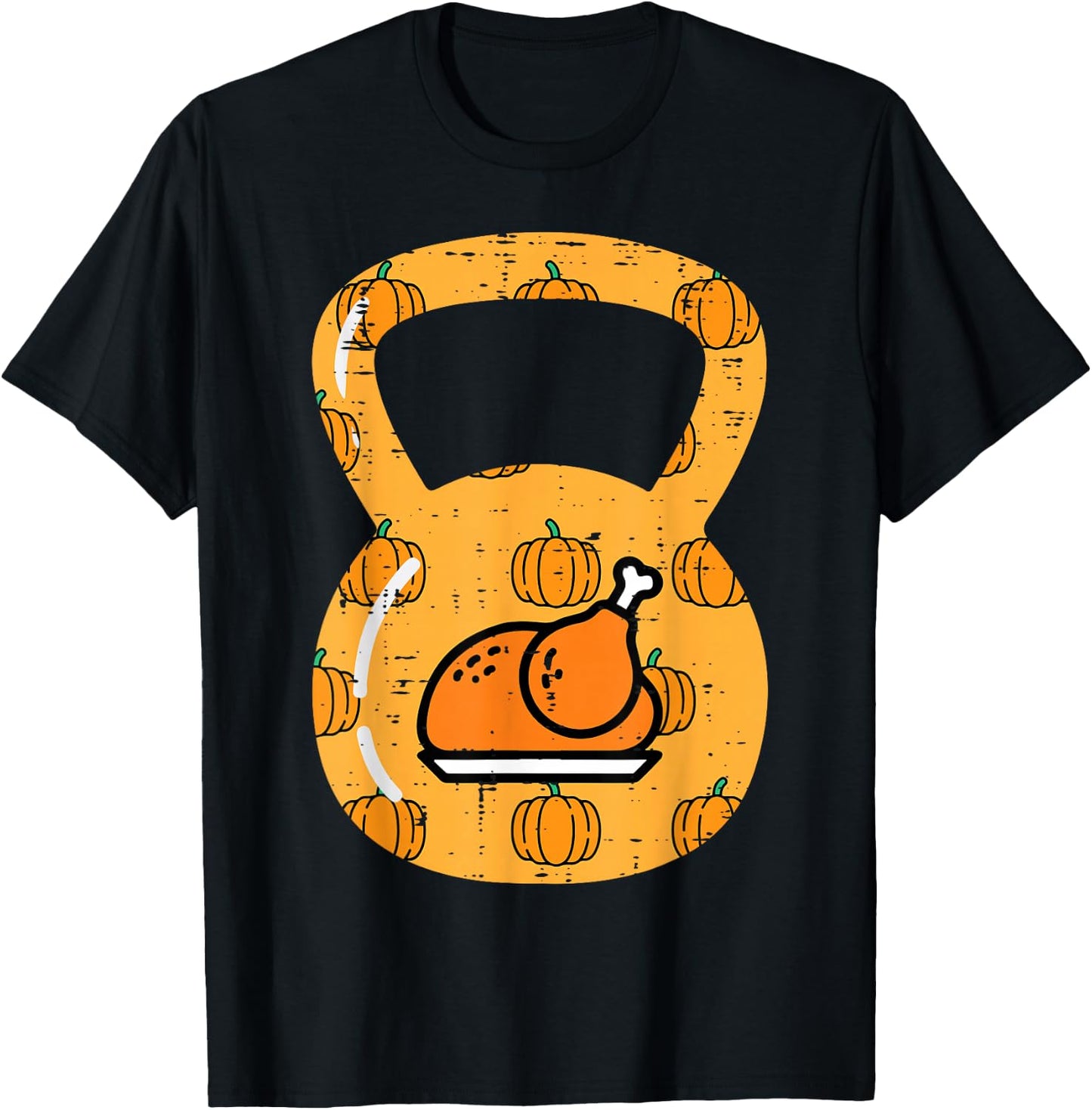 Thanksgiving Workout Kettlebell Fall Exercise Men Women Kids T-Shirt - T-Shirt | Black