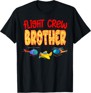 Flight Crew BROTHER Of The Birthday Funny Bday Family Humor T-Shirt - T-Shirt | Black