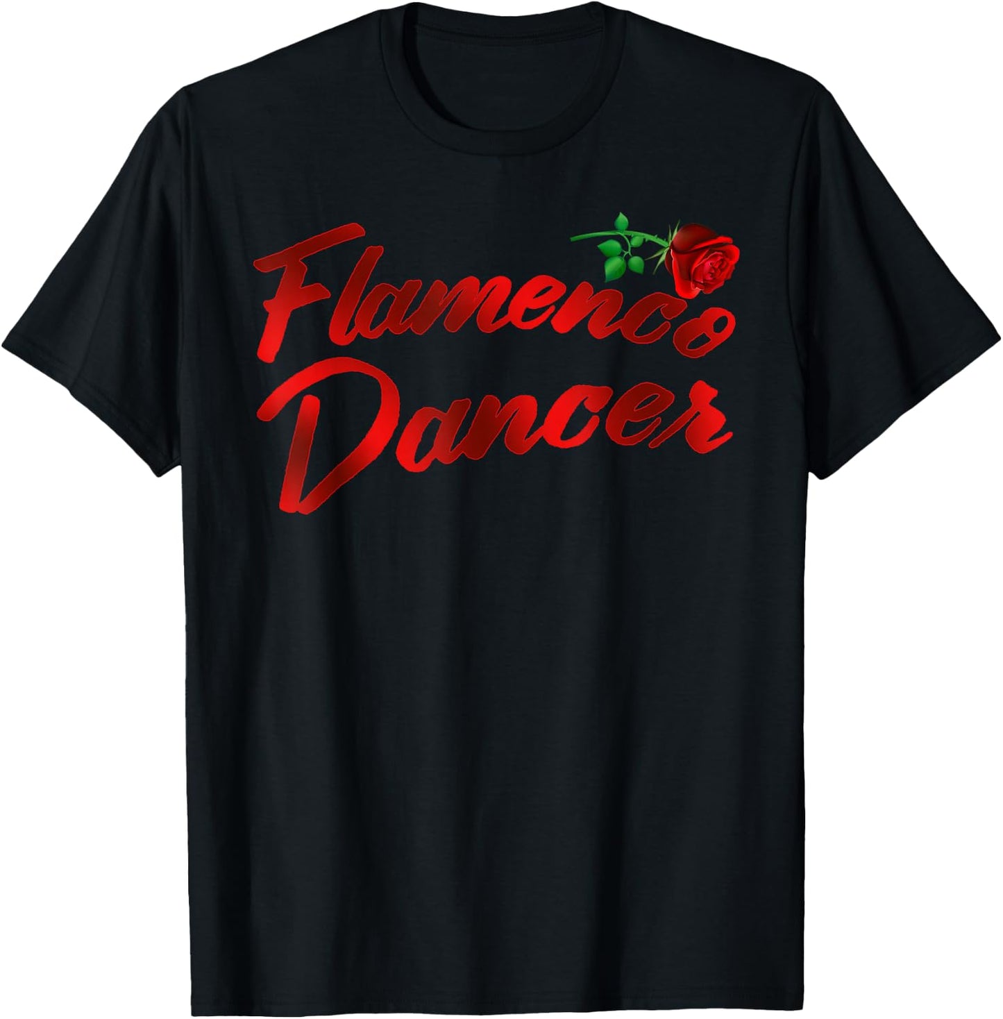 Flamenco Dancer Rose T shirt T-Shirt - T-Shirt | Black
