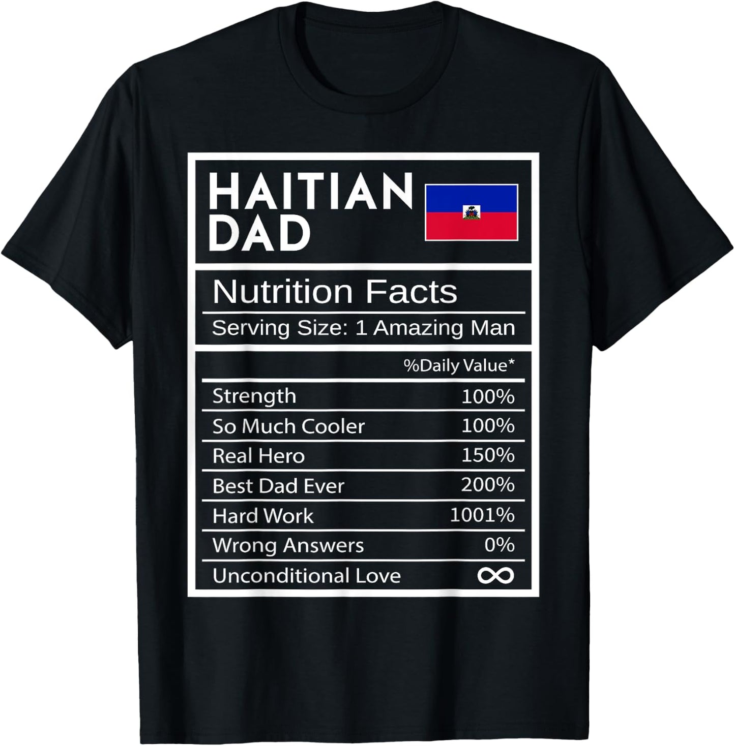 Haitian Dad Nutrition Facts National Pride Father's Day T-Shirt - T-Shirt | Black