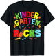 Hello Kindergarten Rocks Teacher Team Vibes Rockstar T-Shirt - T-Shirt | Black