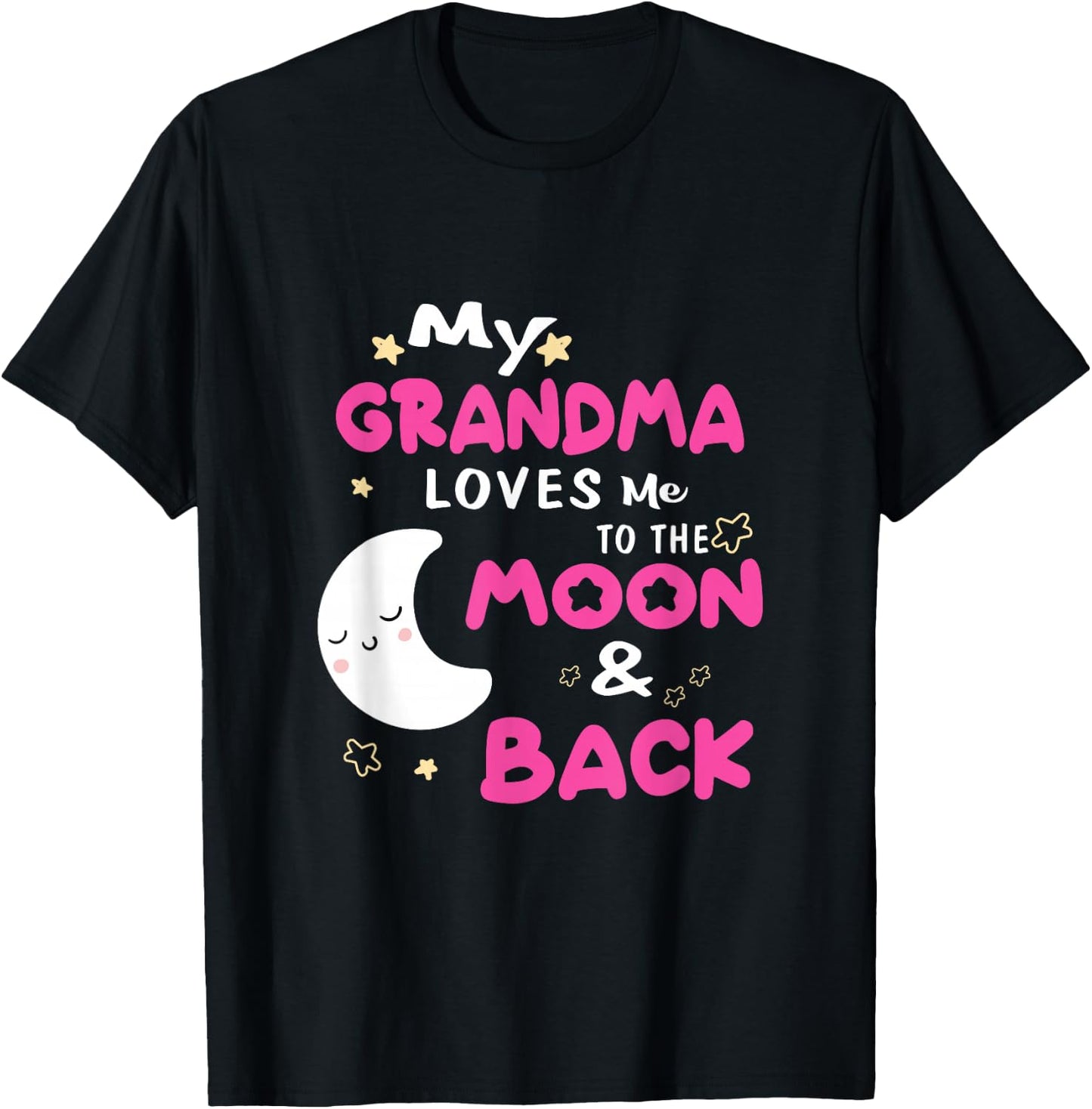 My Grandma Loves Me To The Moon And Back Kids Boys Girls T-Shirt - T-Shirt | Black