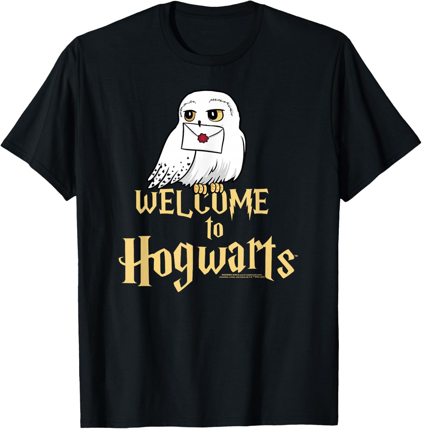 Harry Potter Hedwig Welcome to Hogwarts T-Shirt - T-Shirt | Black