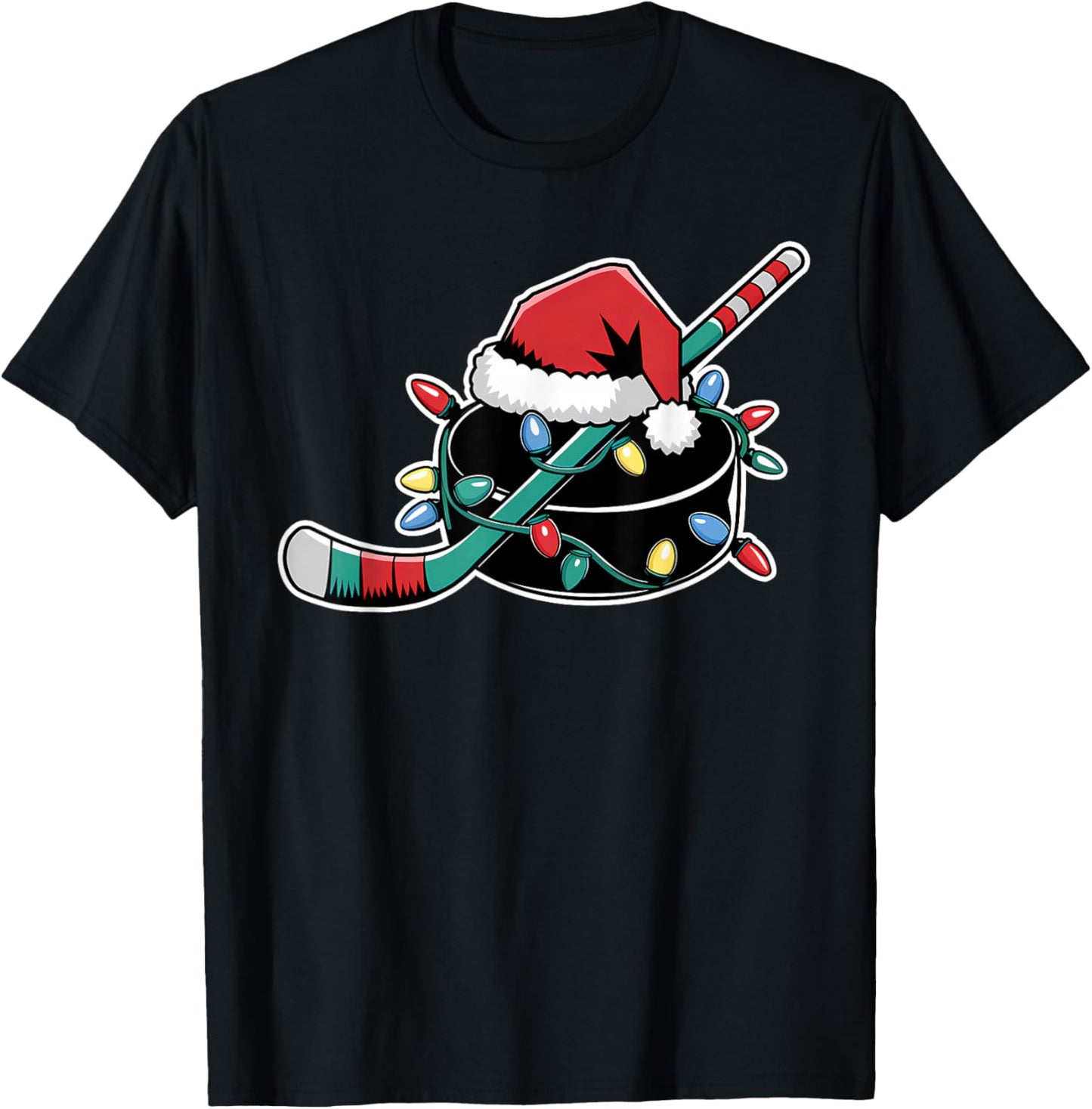 Christmas Hockey Player Santa Sports Design Boys T-Shirt - T-Shirt | Black