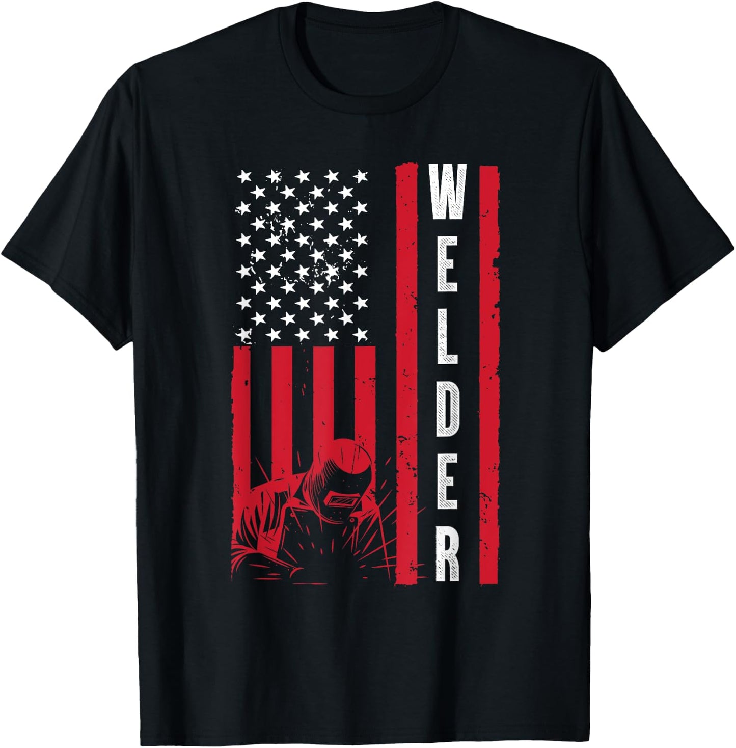 Cool Welding US Flag Art Women Welder Welding Lover T-Shirt - T-Shirt | Black